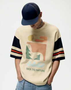 Men Printed Oversized Fit Crew Neck T-shirt