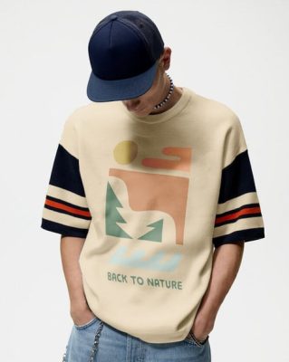 Men Printed Oversized Fit Crew Neck T-shirt