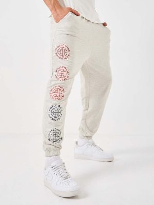 Men Worldwide Placement Print Oversized Joggers