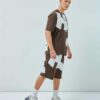Men's Brown All Over Printed Oversized Plus Size Co-ordinates