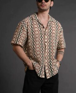 Multicolor Crochet Knit Oversized Half Sleeves Shirt