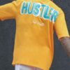 Mustard Hustler Printed Oversized Half Sleeves T-Shirt