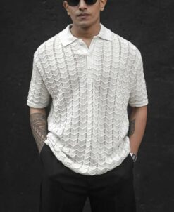 Off-White Crochet Half Sleeves T-Shirt