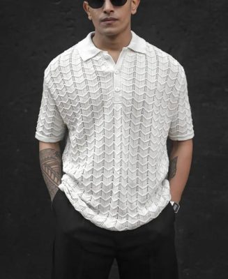 Off-White Crochet Half Sleeves T-Shirt