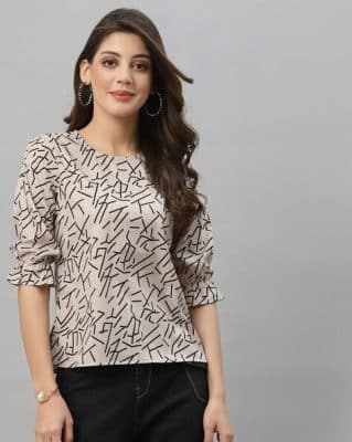 Printed Crew Neck Top