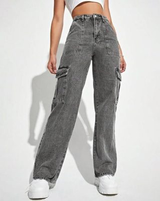 Straight Fit Jeans with Flap Pockets