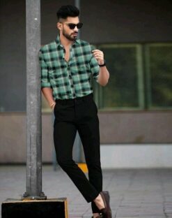 Stylish Party Wear Check Shirt and Trouser Combo