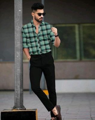 Stylish Party Wear Check Shirt and Trouser Combo