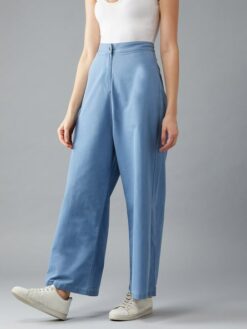 Textured Lightweight High Rise Wide Leg Pants