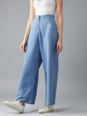 Textured Lightweight High Rise Wide Leg Pants