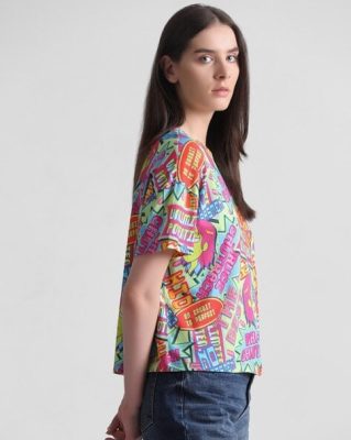 Typographic Print Round Neck T-Shirt