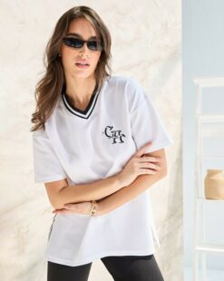 Typographic Print V-Neck T-Shirt