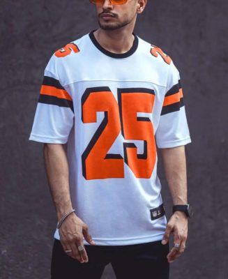White "25" Print Oversize Drop Shoulder Dri-Fit Jersey