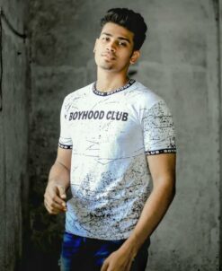 White "Boyhood Club" Printed Half Sleeves T-Shirt