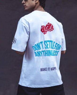 White Dice Printed Oversized Half Sleeves T-Shirt