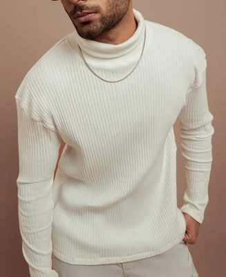 Off-White Turtle Neck Full Sleeves T-Shirt