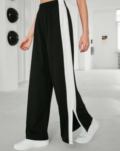 Women Colourblock Wide Leg Flat Front Trousers