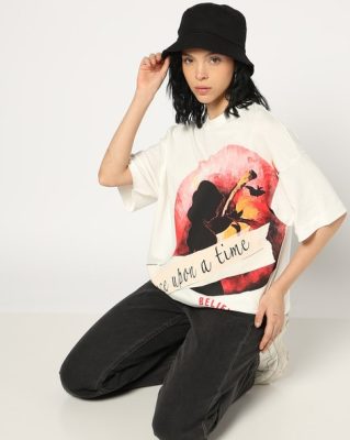 Women Graphic Print Boxy Fit Crew Neck T-Shirt