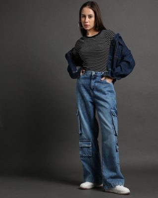 Women Heavy Wash Relaxed Fit Jeans