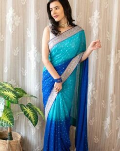 Women Ombre Print Georgette Saree