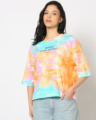 Women Printed Loose Fit Crew Neck T-Shirt