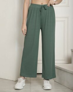 Women Straight Fit Pants with Drawstring Waist