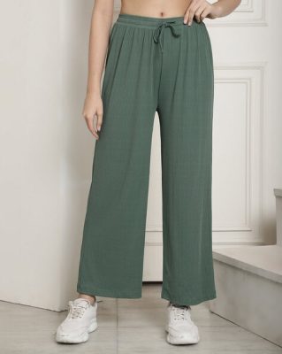 Women Straight Fit Pants with Drawstring Waist