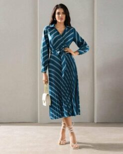 Women Striped Shirt Dress
