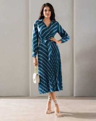 Women Striped Shirt Dress