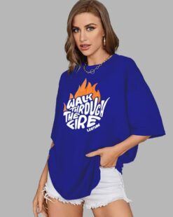 Women Typographic Print Oversized Fit Round Neck T-Shirt