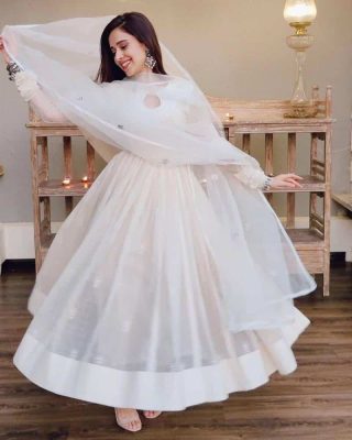 All Functional White Color Anarkali Suit