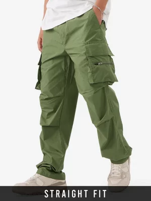 Army Green Men Parachute Pants