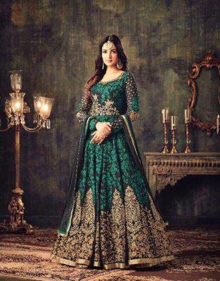 Arresting Blue Color Amazing Anarkali Dress