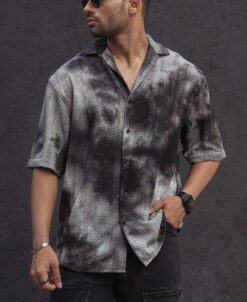 Black Oversized Structured Half Sleeves Shirt