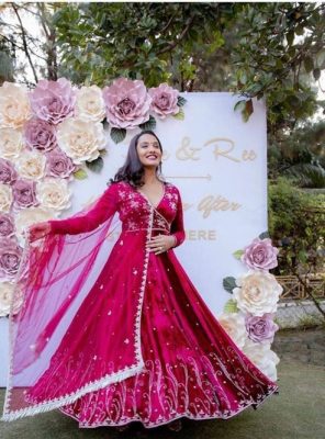 Blissful Pink Anarkali Suit with Dupatta