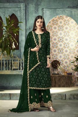 Blissta Designer Latest Green Color Party Wear Plazo Suit