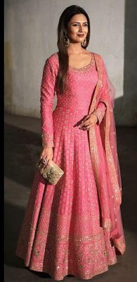 Charming Color Designer Silk Long Salwar Suit