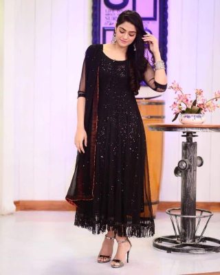 Fabnest Black Color Heavy Sequence Work Dress