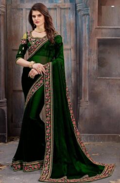 Gleaming Green Colour Saree