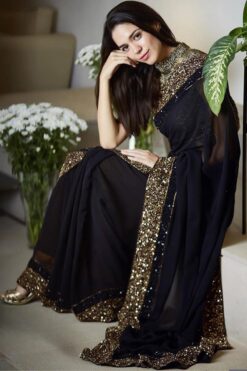 Heavy Georgette Black Party Wear Saree