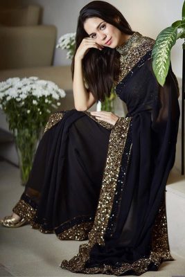 Heavy Georgette Black Party Wear Saree