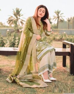 Mahendi Green Party Wear Palazzo Suit