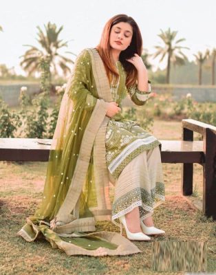Mahendi Green Party Wear Palazzo Suit