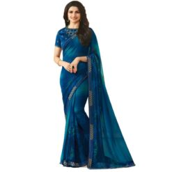 Prachi Desai Georgette Royal Blue Diamond Work Saree