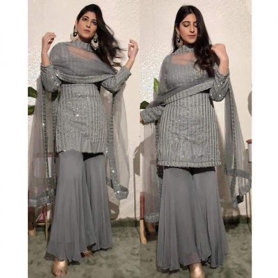 Celebration Georgette with Sequence Embroidery Plazo Suit