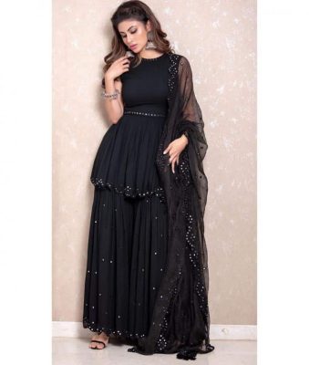 Incredible Hit Black Color Designer Sharara Suit