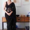 Luxurious Work Party Wear Black Saree
